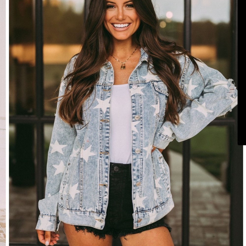 Star Print Denim Jacket